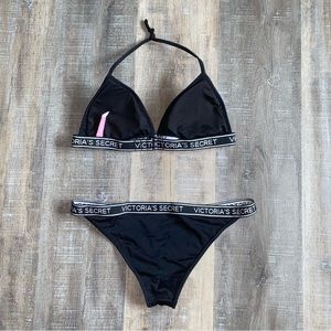 Victoria’s Secret “The Cheeky” Black Bikini Top & Bottoms - Top Sz M, Bottoms S